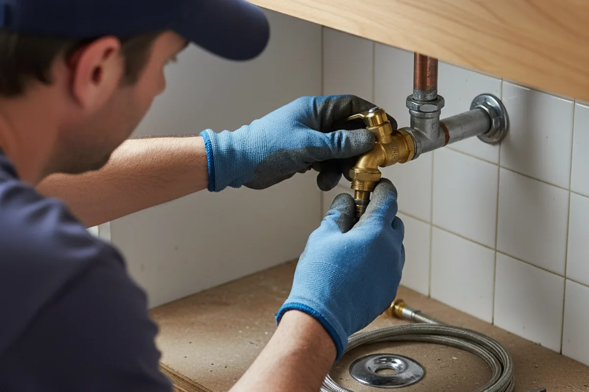 Shutoff valve and fitting work during Emergency Plumbing in Farmersburg